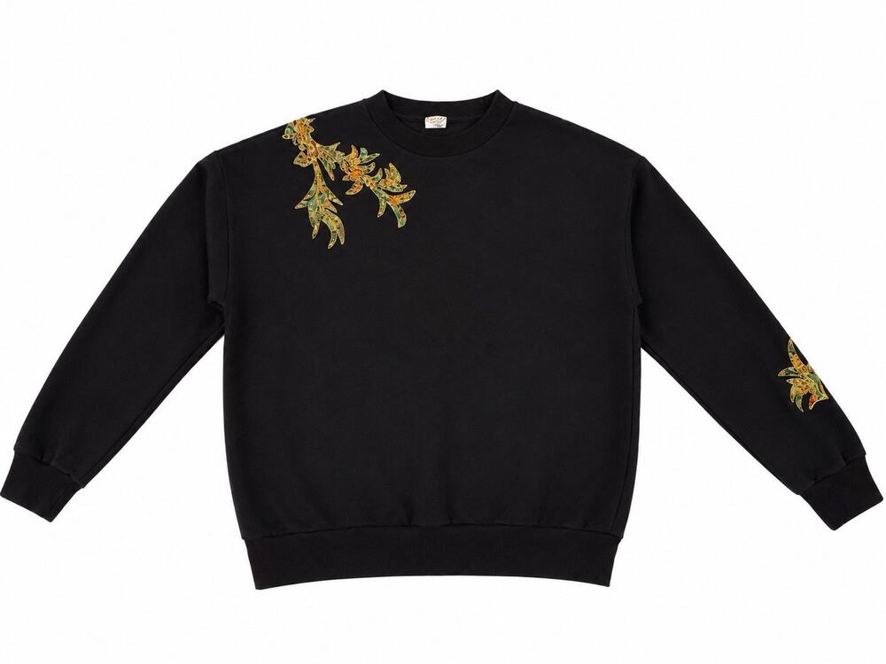 Vintage Three Seasons Funwear Black Embroidered Crewneck Sweatshirt Large